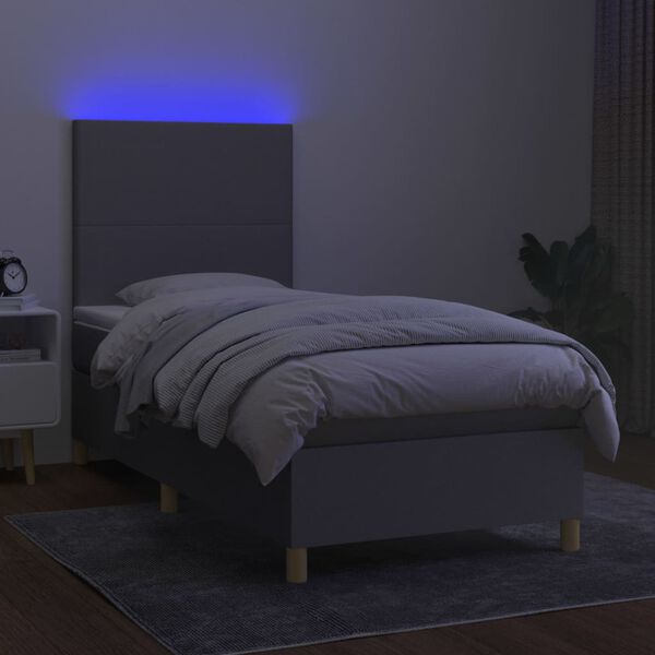 vidaXL vil&aacute;gossz&uuml;rke sz&ouml;vet rug&oacute;s &eacute;s LED-es &aacute;gy matraccal 90x200 cm