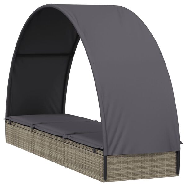 vidaXL sz&uuml;rke polyrattan nap&aacute;gy kerek tetővel 211 x 57 x 140 cm
