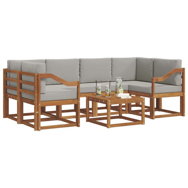 vidaXL K&uuml;lt&eacute;ri kanap&eacute; szett 7 pcs Term&eacute;szetes &eacute;s Vil&aacute;gossz&uuml;rke