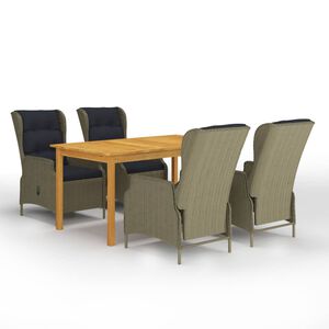 vidaXL 5 r&eacute;szes barna kerti &eacute;tkezőgarnit&uacute;ra