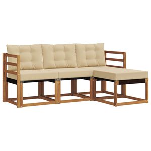 vidaXL K&uuml;lt&eacute;ri kanap&eacute; szett p&aacute;rn&aacute;val 4 pcs Term&eacute;szetes &eacute;s b&eacute;zs