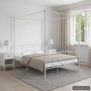 vidaXL feh&eacute;r f&eacute;m baldachinos &aacute;gykeret 140 x 200 cm