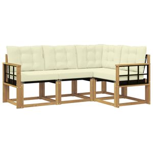 vidaXL K&uuml;lt&eacute;ri kanap&eacute; szett p&aacute;rn&aacute;val 4 pcs Feh&eacute;r &eacute;s Kr&eacute;m sz&iacute;nű