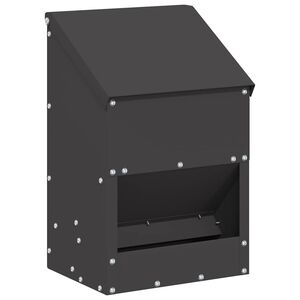 vidaXL Csirke etető Fekete 21 x 16 x 33 cm 3 kg Hidegen Hengerelt Ac&eacute;l