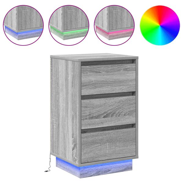 vidaXL &Eacute;jjeliszekr&eacute;ny fi&oacute;kkal Sz&uuml;rke 39 x 34,5 x 65 cm Faanyag