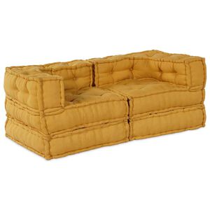 vidaXL Modul&aacute;ris Kanap&eacute; Egys&eacute;g 2 db Sz&ouml;vet S&aacute;rga 140 x 70 x 56 cm