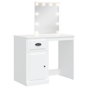vidaXL feh&eacute;r f&eacute;s&uuml;lk&ouml;dőasztal LED-l&aacute;mp&aacute;kkal 90x42x132,5 cm