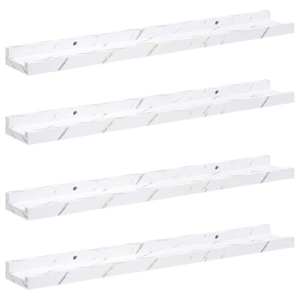 vidaXL Falpolc polcokkal 4 pcs Feh&eacute;r m&aacute;rv&aacute;ny 60 x 9 x 3 cm Faanyag