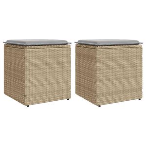 vidaXL 2 db b&eacute;zs polyrattan kerti sz&eacute;k p&aacute;rn&aacute;val 40x40x43 cm
