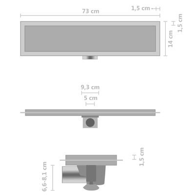 vidaXL rozsdamentes acél 2 az 1-ben zuhanylefolyó fedéllel 73 x 14 cm