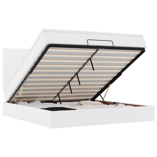 vidaXL Ottomán ágykeret matraccal Fehér 160x200cm műbőrrel