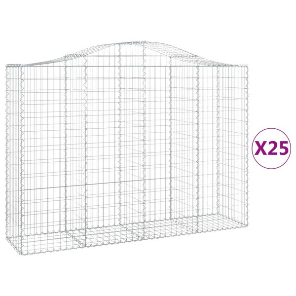 vidaXL 25 db &iacute;ves horganyzott vas gabion kos&aacute;r 200x50x140/160 cm