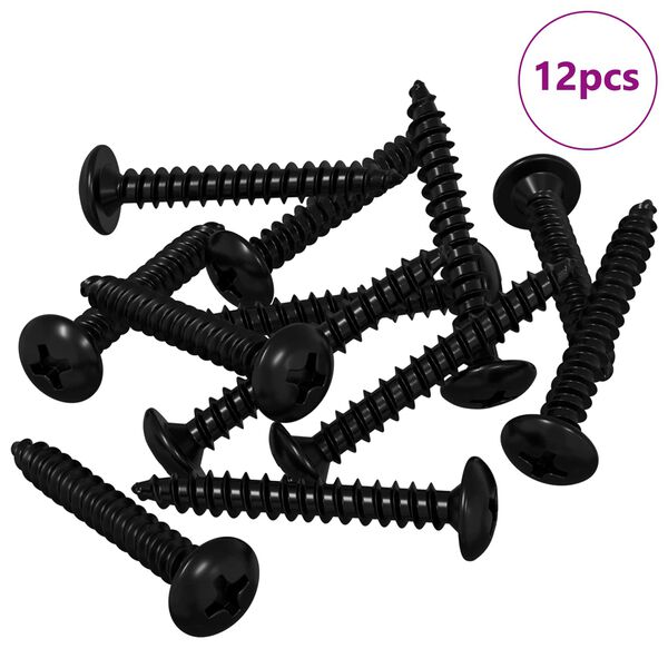 vidaXL F&uacute;r&oacute; Szegecsek 12 pcs Fekete M4 x 28 mm Ac&eacute;l