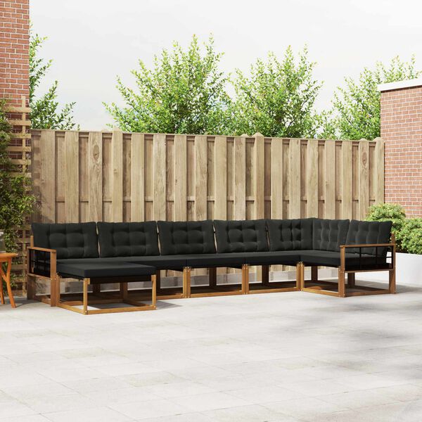 vidaXL K&uuml;lt&eacute;ri kanap&eacute; szett 21 pcs Term&eacute;szetes &eacute;s fekete T&ouml;m&ouml;r Ak&aacute;cfa