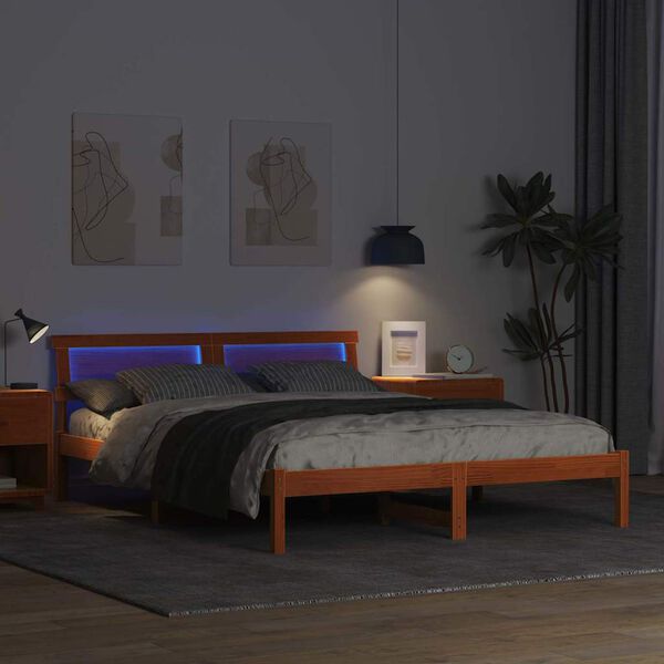 vidaXL &Aacute;gykeret fejt&aacute;ml&aacute;val Faggy&uacute; barna 160 x 200 cm T&ouml;m&ouml;r fenyőfa