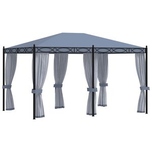 vidaXL antracitsz&uuml;rke ac&eacute;lpavilon sz&uacute;nyogh&aacute;l&oacute;val 3 x 4 m