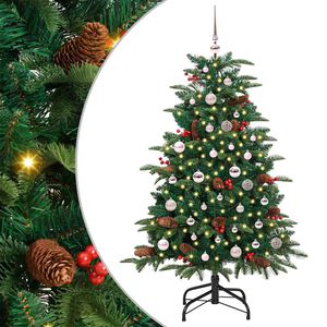 vidaXL Mű kar&aacute;csonyfa 150 LED-del Z&ouml;ld 150 cm PVC &eacute;s F&eacute;m &eacute;s Műanyag
