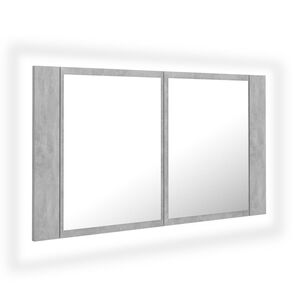 vidaXL betonsz&uuml;rke akril LED-es t&uuml;kr&ouml;s f&uuml;rdőszobaszekr&eacute;ny 80x12x45 cm