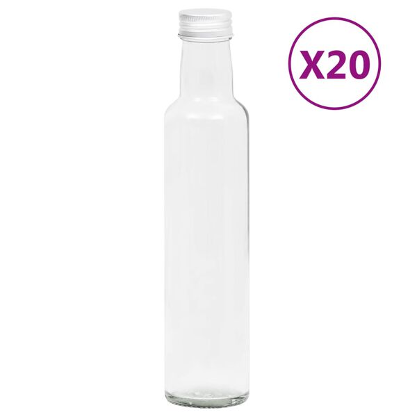 vidaXL 20 db 260 ml-es keskeny &uuml;vegpalack csavaros kupakkal