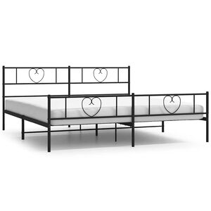 vidaXL fekete f&eacute;m &aacute;gykeret fej- &eacute;s l&aacute;bt&aacute;ml&aacute;val 183 x 213 cm