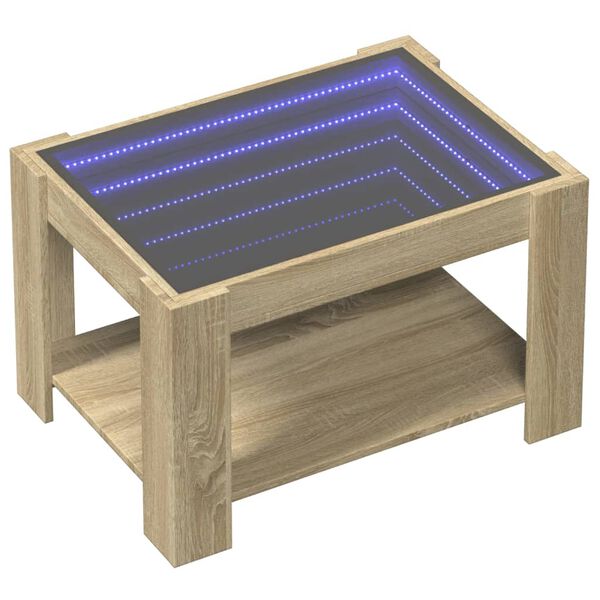 vidaXL sonoma t&ouml;lgy szerelt fa doh&aacute;nyz&oacute;asztal LED-del 73 x 53 x 45 cm