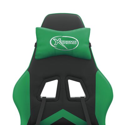 vidaXL fekete és zöld műbőr forgó játékszék lábtartóval