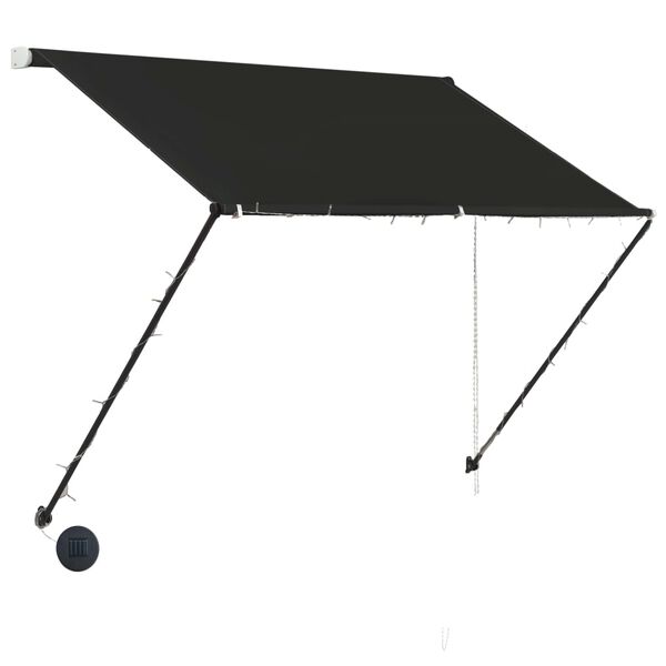 vidaXL feltekerhető antracitsz&uuml;rke napellenző LED-del 150 x 150 cm