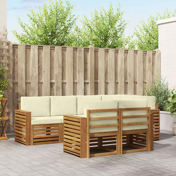 vidaXL &Uuml;lőgarnit&uacute;r&aacute;k 7 pcs Term&eacute;szetes &eacute;s kr&eacute;msz&iacute;nű T&ouml;m&ouml;r Ak&aacute;cfa