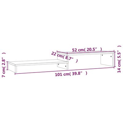 vidaXL szürke tömör fenyőfa monitorállvány (52-101) x 22 x 14 cm
