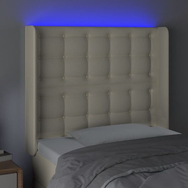 vidaXL kr&eacute;msz&iacute;nű műbőr LED-es fejt&aacute;mla 103x16x118/128 cm