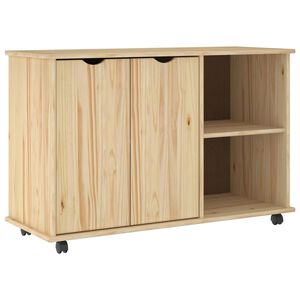 vidaXL G&ouml;rgős szekr&eacute;ny ker&eacute;kkel Barna 100 x 39 x 65,5 cm T&ouml;m&ouml;r fenyőfa