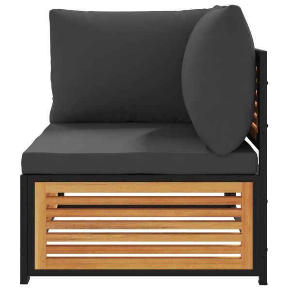 vidaXL tömör akácfa kerti sarokkanapé párnákkal