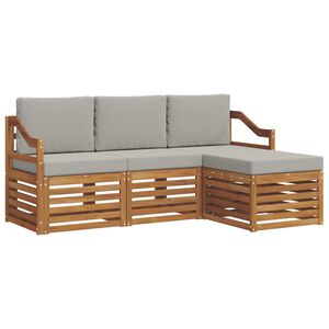 vidaXL K&uuml;lt&eacute;ri kanap&eacute; szett 4 pcs Term&eacute;szetes &eacute;s Vil&aacute;gossz&uuml;rke