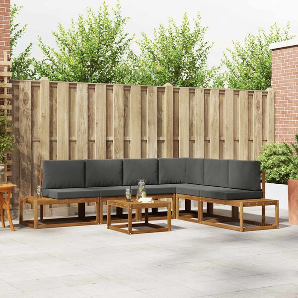 vidaXL K&uuml;lt&eacute;ri kanap&eacute; szett p&aacute;rn&aacute;val 7 Darab Term&eacute;szetes &eacute;s antracit