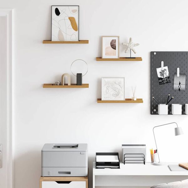 vidaXL Falpolc polcokkal t&aacute;rol&oacute;val 4 pcs B&eacute;zs 40 x 9 x 3 cm Faanyag