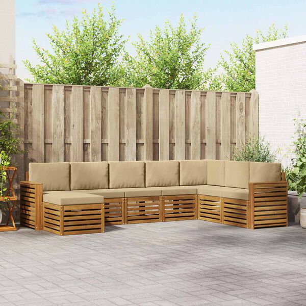 vidaXL Szegment&aacute;lt kanap&eacute; szett 8 pcs Term&eacute;szetes &eacute;s b&eacute;zs T&ouml;m&ouml;r Ak&aacute;cfa