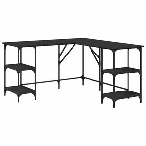 vidaXL fekete szerelt fa &iacute;r&oacute;asztal 139x139x75 cm