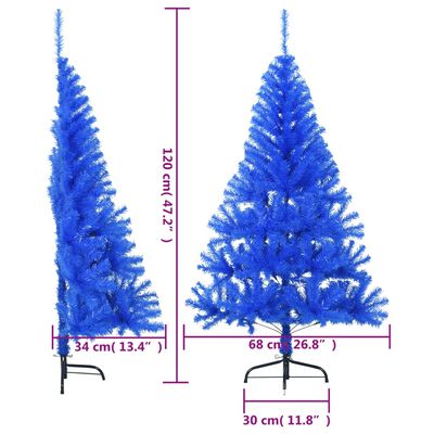 vidaXL kék PVC fél műkarácsonyfa állvánnyal 120 cm