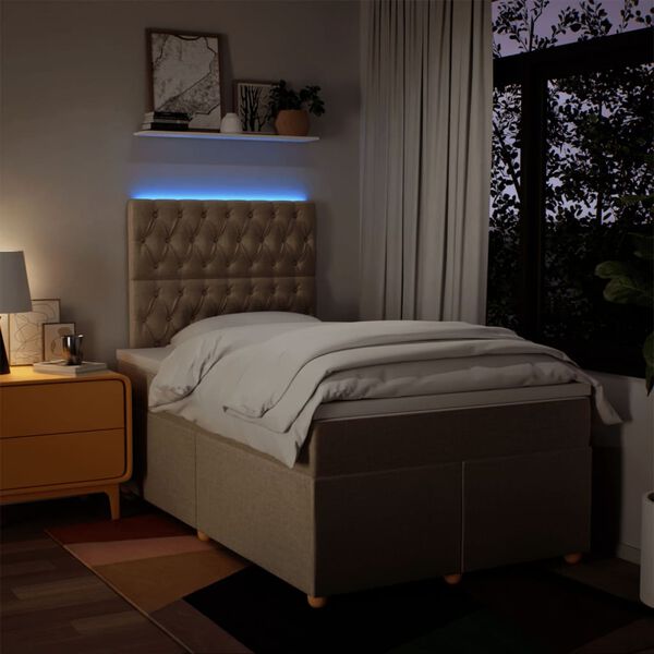 vidaXL krémszínű szövet rugós ágy matraccal 120 x 190 cm