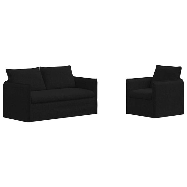 vidaXL Kanap&eacute; 2 pcs Fekete 196 x 82 x 85 cm sz&ouml;vet