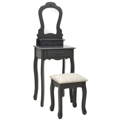 vidaXL szürke császárfa fésülködőasztal-szett ülőkével 50x59x136 cm
