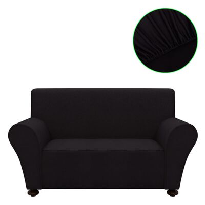 vidaXL fekete sztreccs poliészter dzsörzé kanapéhuzat