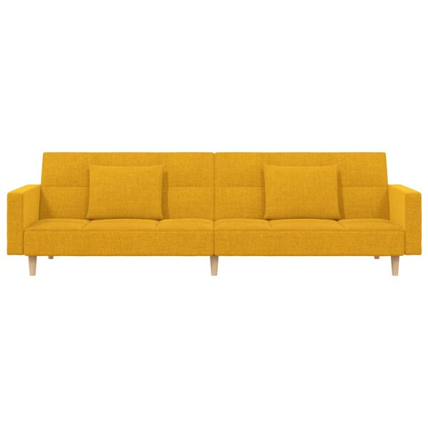 vidaXL kétszemélyes sárga szövet kanapéágy két párnával