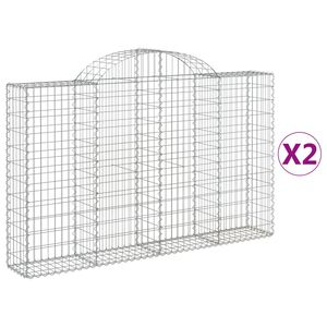 vidaXL 2 db &iacute;ves horganyzott vas gabion kos&aacute;r 200x30x120/140 cm