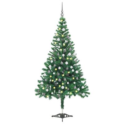 vidaXL megvilágított műkarácsonyfa 230 ággal gömb szettel 120 cm