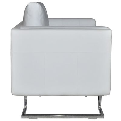 vidaXL fehér kocka alakú krómlábas műbőr fotel