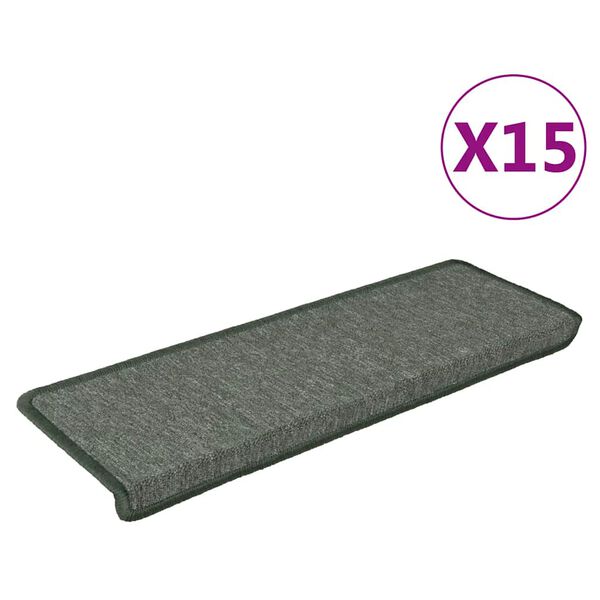 vidaXL 15 db s&ouml;t&eacute;tz&ouml;ld l&eacute;pcsőszőnyeg, t&eacute;glalap alak&uacute; sz&eacute;llel, 65 x 21 x 4 cm