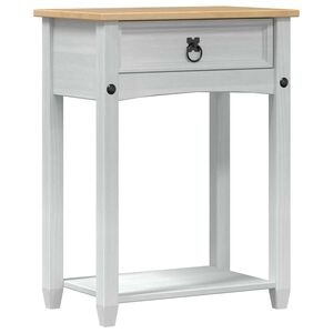 vidaXL Konzolasztal Feh&eacute;r 55 x 35 x 73 cm T&ouml;m&ouml;r fenyőfa