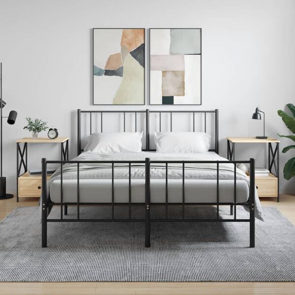 vidaXL 2 db sonoma t&ouml;lgy sz&iacute;nű szerelt fa &eacute;jjeliszekr&eacute;ny 50x41x65 cm