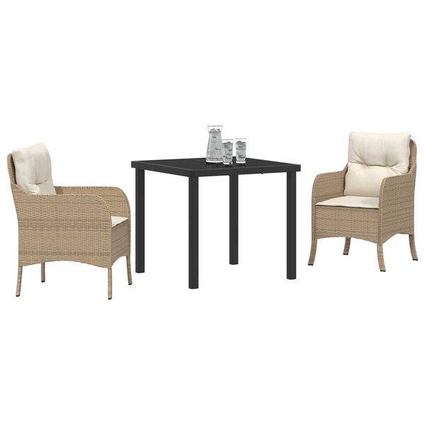 vidaXL Kert &eacute;tkező szett p&aacute;rn&aacute;val 3 pcs B&eacute;zs polirattan